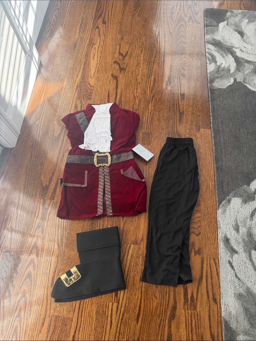 Disney Burgundy & Black Pirate Costume Set with Gold Accents